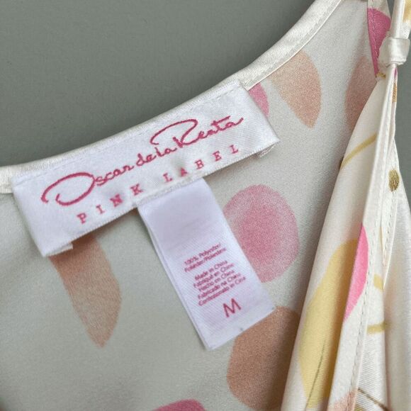 Oscar de la Renta Pink Label Floral Satin Slip Dress M - Picture 3 of 8
